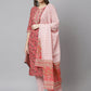 Janasya Women's Pink Cotton Floral Print Kurta With Pant And Dupatta | Swadesiicart