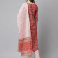 Janasya Women's Pink Cotton Floral Print Kurta With Pant And Dupatta | Swadesiicart
