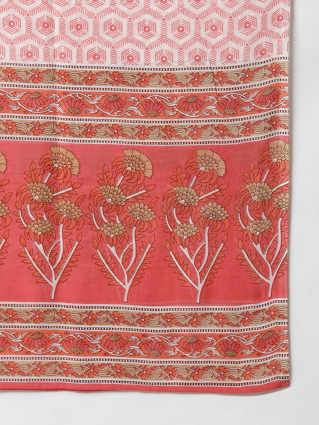 Janasya Women's Pink Cotton Floral Print Kurta With Pant And Dupatta | Swadesiicart