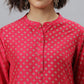 Janasya Women's Pink Poly Silk Floral Printed Straight Festive Kurta Set | Swadesiicart