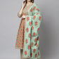 Janasya Women's Light Green Cotton Floral Print Kurta With Palazzo And Dupatta | Swadesiicart