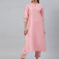 Janasya Pink Poly Silk Solid Set - Swadesiicart