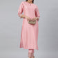 Janasya Pink Poly Silk Solid Set - Swadesiicart