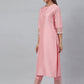 Janasya Pink Poly Silk Solid Set - Swadesiicart