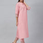 Janasya Pink Poly Silk Solid Set - Swadesiicart