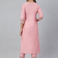Janasya Pink Poly Silk Solid Set - Swadesiicart