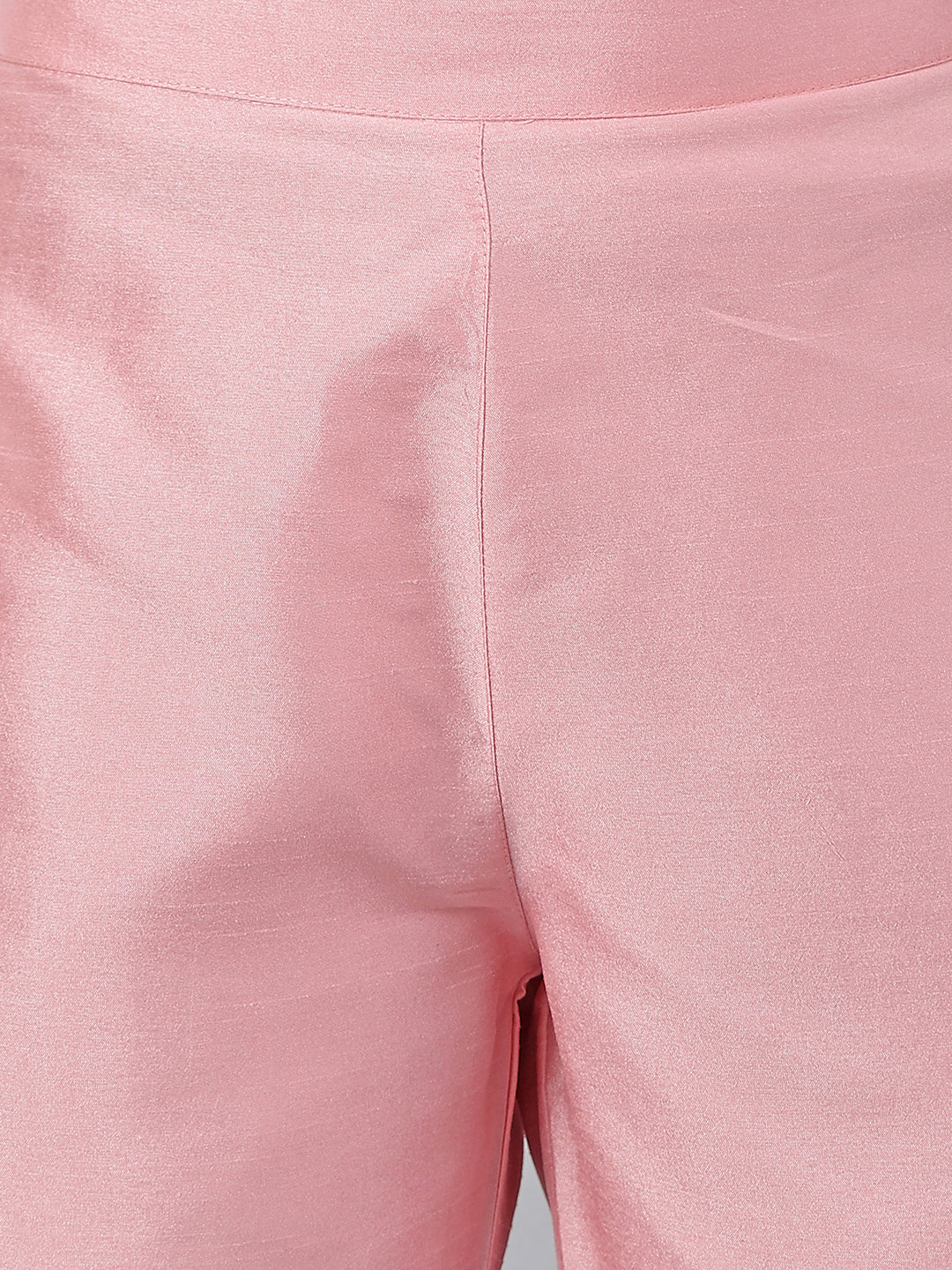 Janasya Pink Poly Silk Solid Set - Swadesiicart