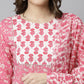 Janasya Women's Pink Cotton Floral Print Kurta With Pant And Dupatta | Swadesiicart