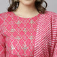 Janasya Women's Pink Cotton Bandhani Kurta With Pant And Dupatta | Swadesiicart