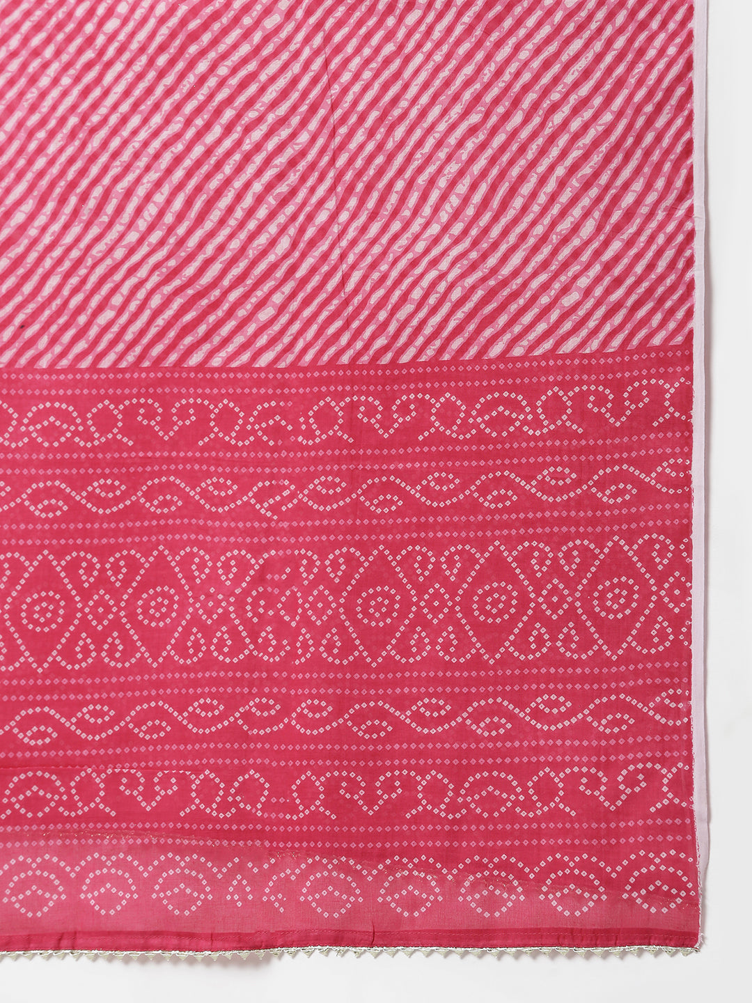 Janasya Women's Pink Cotton Bandhani Kurta With Pant And Dupatta | Swadesiicart