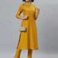 Janasya Women's Mustard Poly Silk Solid Straight Festive Kurta Set | Swadesiicart