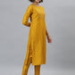 Janasya Women's Mustard Poly Silk Solid Straight Festive Kurta Set | Swadesiicart