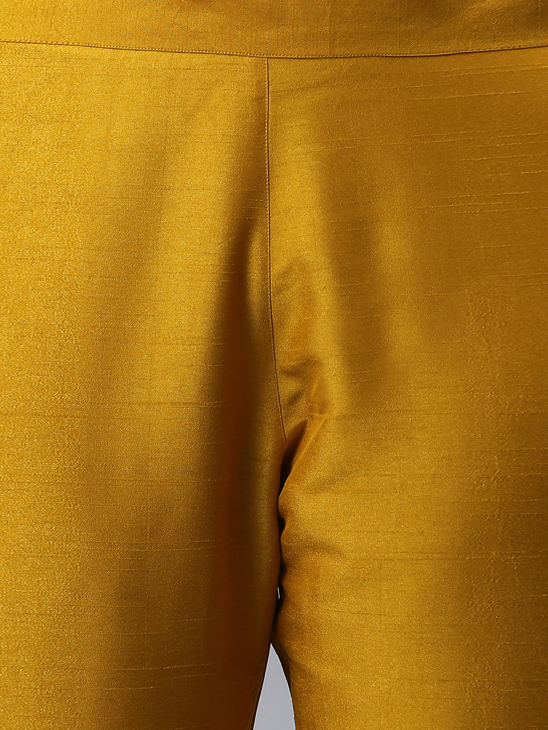 Janasya Women's Mustard Poly Silk Solid Straight Festive Kurta Set | Swadesiicart