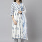 Janasya Women's White Cotton Block Print Kurta With Pant And Dupatta | Swadesiicart