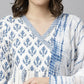 Janasya Women's White Cotton Block Print Kurta With Pant And Dupatta | Swadesiicart