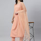 Janasya Peach Poly Crepe Solid Set - Swadesiicart