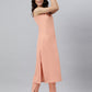 Janasya Peach Poly Crepe Solid Set - Swadesiicart