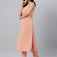 Janasya Peach Poly Crepe Solid Set - Swadesiicart