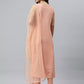 Janasya Peach Poly Crepe Solid Set - Swadesiicart