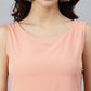 Janasya Peach Poly Crepe Solid Set - Swadesiicart