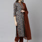 Janasya Women's Teal Blue Cotton Floral Print Kurta With Pant And Dupatta | Swadesiicart