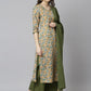 Janasya Women's Peach Cotton Floral Print Kurta With Palazzo And Dupatta | Swadesiicart