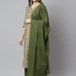Janasya Women's Peach Cotton Floral Print Kurta With Palazzo And Dupatta | Swadesiicart