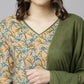 Janasya Women's Peach Cotton Floral Print Kurta With Palazzo And Dupatta | Swadesiicart