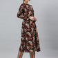 Janasya Women's Black Cotton Botanical Print Kurta With Pant And Dupatta | Swadesiicart