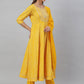 Janasya Women's Yellow Cotton Bandhej Kurta With Pant And Dupatta | Swadesiicart
