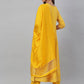 Janasya Women's Yellow Cotton Bandhej Kurta With Pant And Dupatta | Swadesiicart