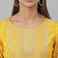 Janasya Women's Yellow Cotton Bandhej Kurta With Pant And Dupatta | Swadesiicart