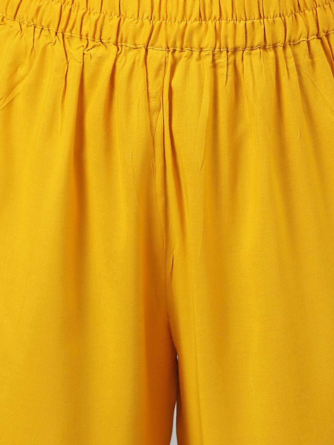 Janasya Women's Yellow Cotton Bandhej Kurta With Pant And Dupatta | Swadesiicart