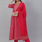 Janasya Women's Pink Rayon Bandhani Kurta With Pant And Dupatta | Swadesiicart