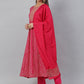 Janasya Women's Pink Rayon Bandhani Kurta With Pant And Dupatta | Swadesiicart