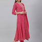 Janasya Women's Pink Rayon Bandhani Kurta With Pant And Dupatta | Swadesiicart