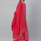 Janasya Women's Pink Rayon Bandhani Kurta With Pant And Dupatta | Swadesiicart
