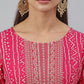 Janasya Women's Pink Rayon Bandhani Kurta With Pant And Dupatta | Swadesiicart