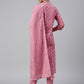 Janasya Women's Mauve Cotton Floral Print Kurta With Pant And Dupatta | Swadesiicart
