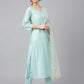 Janasya Women's Sea Green Chanderi Silk Embellished Kurta With Pant And Dupatta | Swadesiicart