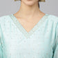 Janasya Women's Sea Green Chanderi Silk Embellished Kurta With Pant And Dupatta | Swadesiicart