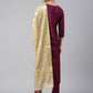 Janasya Women's Wine Poly Silk Embellished Kurta With Pant And Dupatta | Swadesiicart