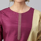 Janasya Women's Wine Poly Silk Embellished Kurta With Pant And Dupatta | Swadesiicart