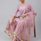 Janasya Women's Mauve Poly Silk Solid Kurta With Gharara And Dupatta | Swadesiicart