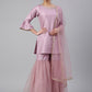 Janasya Women's Mauve Poly Silk Solid Kurta With Gharara And Dupatta | Swadesiicart