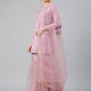 Janasya Women's Mauve Poly Silk Solid Kurta With Gharara And Dupatta | Swadesiicart
