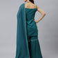 Janasya Women's Teal Green Crepe Gotta Lace Kurta With Sharara And Dupatta | Swadesiicart