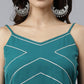 Janasya Women's Teal Green Crepe Gotta Lace Kurta With Sharara And Dupatta | Swadesiicart