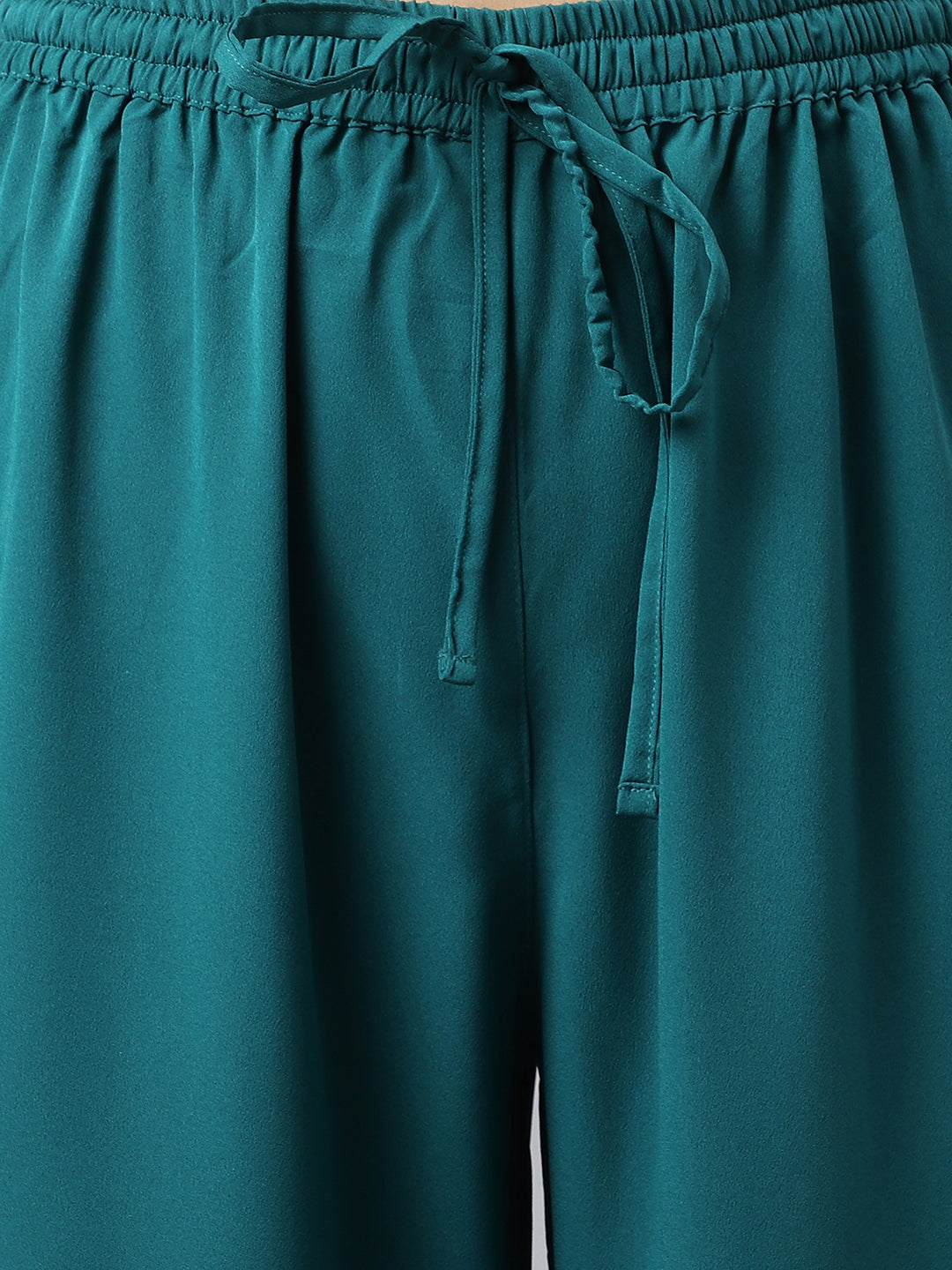Janasya Women's Teal Green Crepe Gotta Lace Kurta With Sharara And Dupatta | Swadesiicart