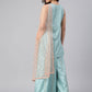 Janasya Women's Sea Green Poly Silk Embroidered Kurta With Sharara And Dupatta | Swadesiicart